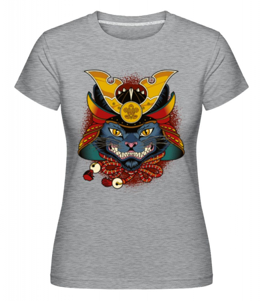 Samurai Cat - Shirtinator Frauen T-Shirt - Grau meliert - Vorne