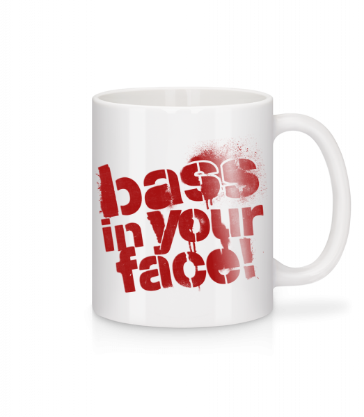 Bass In Your Face - Tasse - Weiß - Vorn
