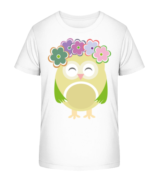Cute Owl With Flowers - Camiseta ecológica para niños Stanley Stella - Blanco - delante