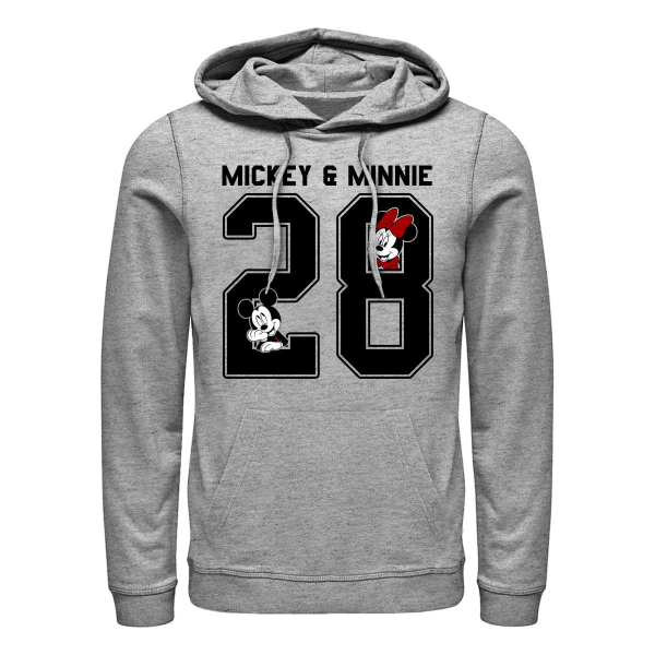 Disney - El ratón Miguelito Miguelín - Minnie Mouse Mickey Minnie Collegiate - Unisex Sudadera con capucha - Gris moteado - delante