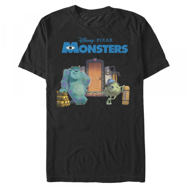 Pixar - Monstruos - Mike & Sully Door Scene - Hombres Camiseta - Negro - delante