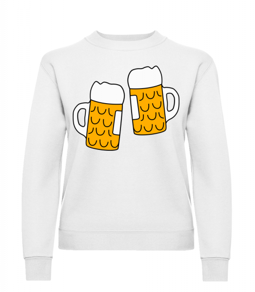Zwei Bier - Frauen Pullover - Weiß - Vorn
